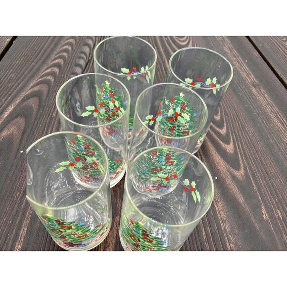 Set Of 6 Luminarc Noel Christmas Glasses With Holiday Tree & Gifts Design - Picture 6 of 8